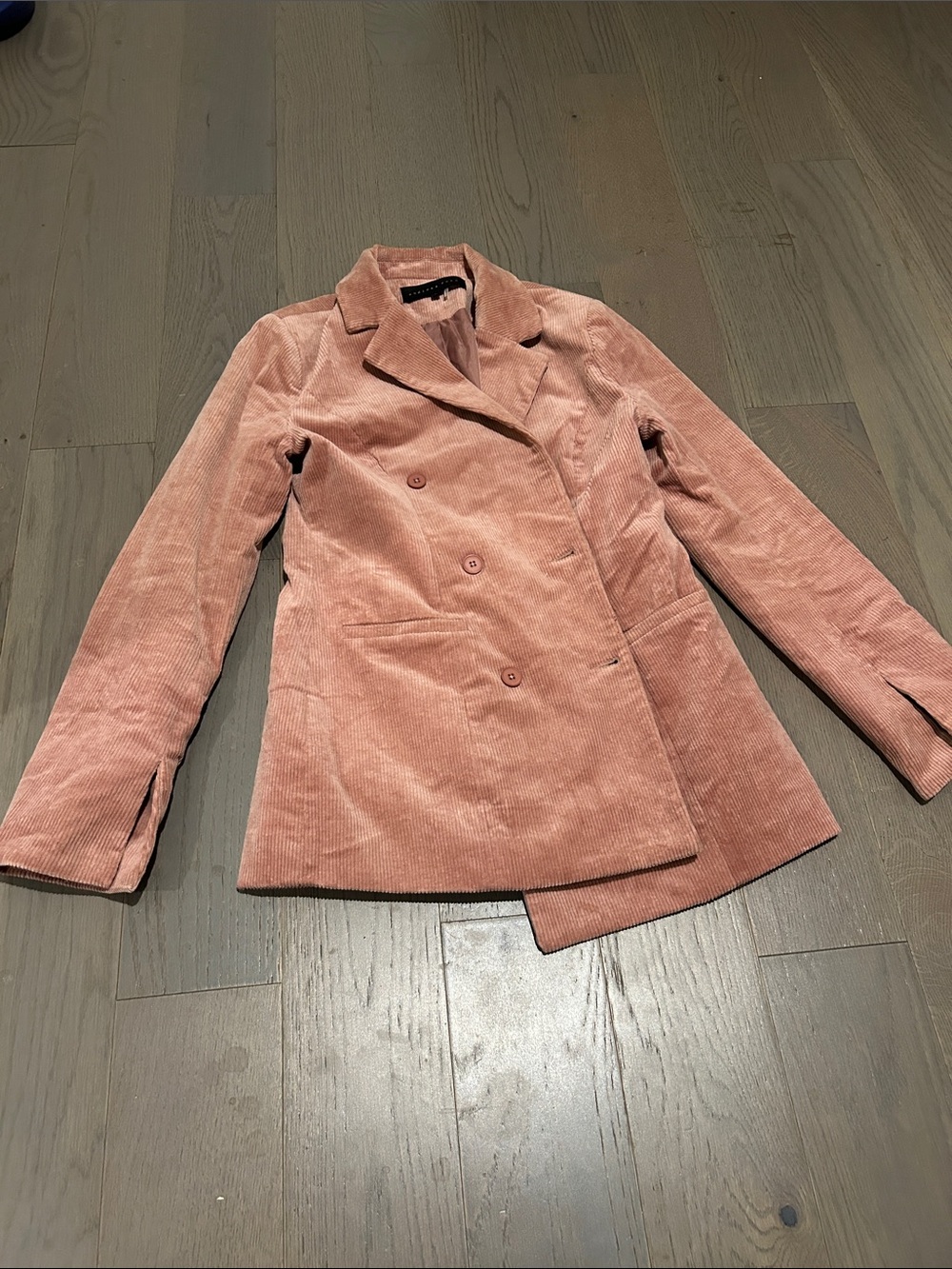 Endless Rose Double-Breasted Corduroy Blazer — Dusty Pink